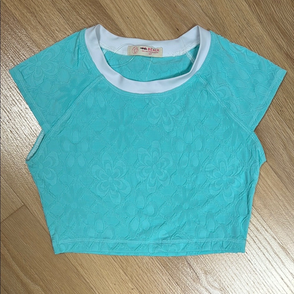 NEW FP Beach Cropped Textured Swim Top - S, L